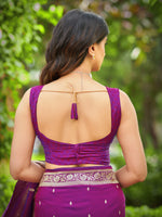 Thumbnail for MANOHARI Banarasi Silk Blend Jacquard Work Saree - Purple - Dista