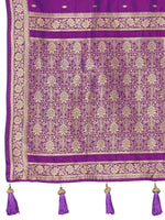 Thumbnail for MANOHARI Banarasi Silk Blend Jacquard Work Saree - Purple - Dista