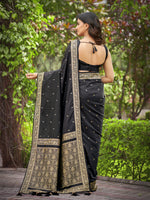 Thumbnail for MANOHARI Banarasi Silk Blend Jacquard Work Saree - Black - Dista