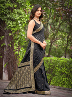 Thumbnail for MANOHARI Banarasi Silk Blend Jacquard Work Saree - Black - Dista