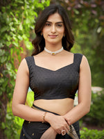 Thumbnail for MANOHARI Banarasi Silk Blend Jacquard Work Saree - Black - Dista