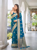MANOHARI Banarasi Silk Blend Jacquard Work Saree - Blue - Dista