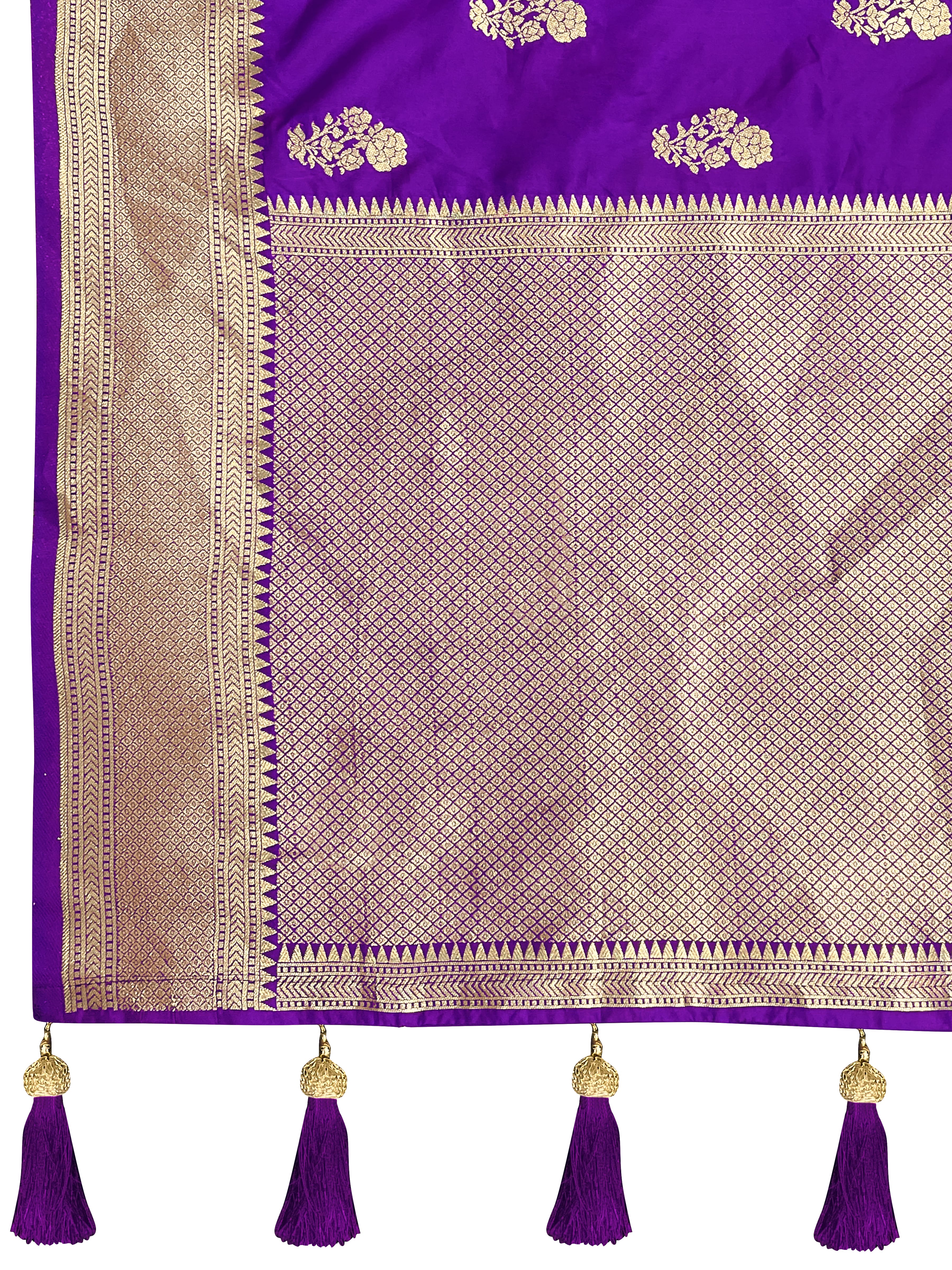 MANOHARI Banarasi Silk Blend Jacquard Work Saree - Purple - Dista