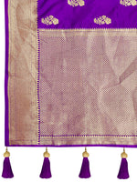 Thumbnail for MANOHARI Banarasi Silk Blend Jacquard Work Saree - Purple - Dista