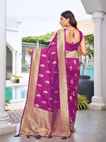 Thumbnail for MANOHARI Banarasi Silk Blend Jacquard Work Saree - Purple - Dista