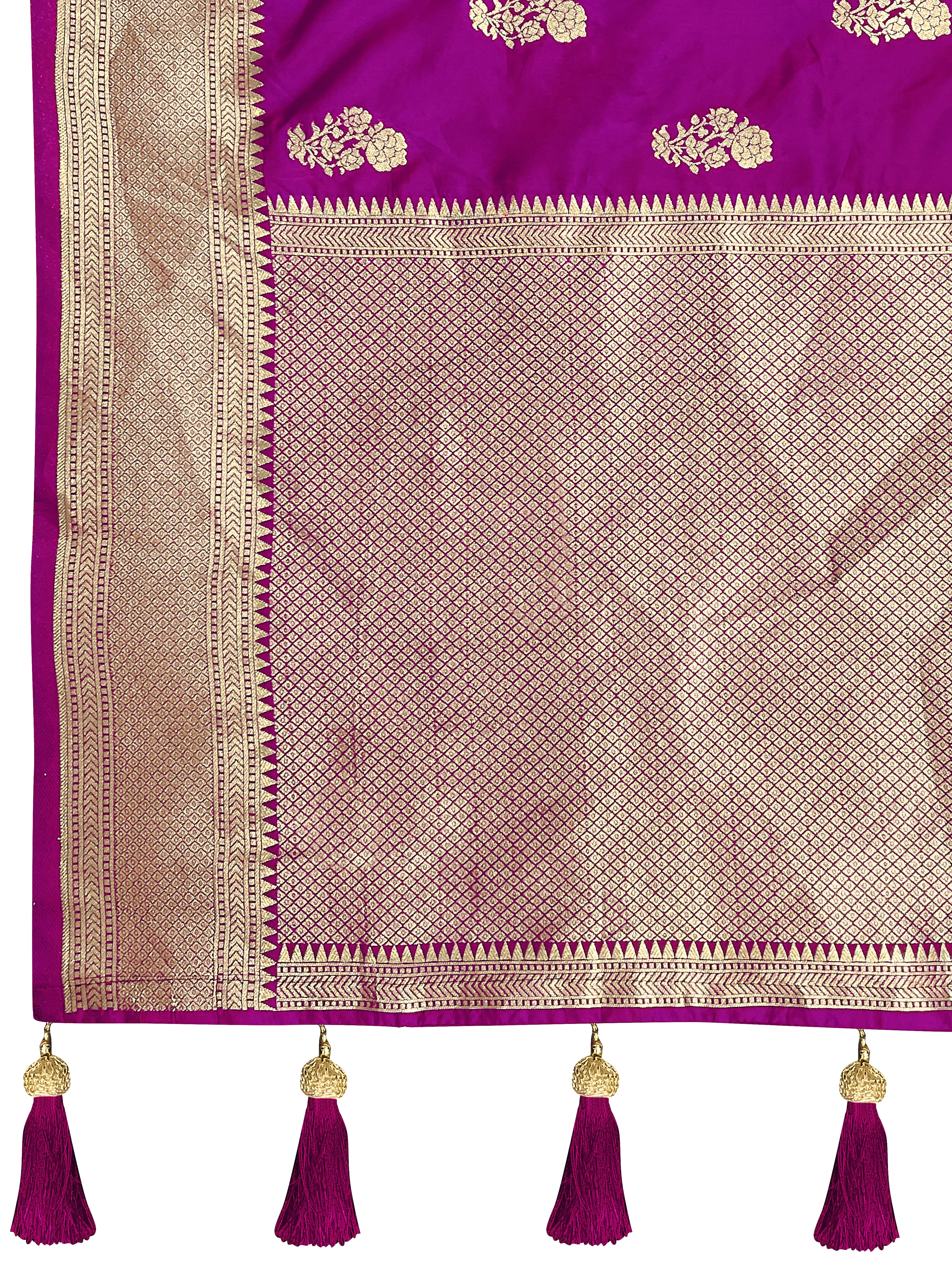 MANOHARI Banarasi Silk Blend Jacquard Work Saree - Purple - Dista