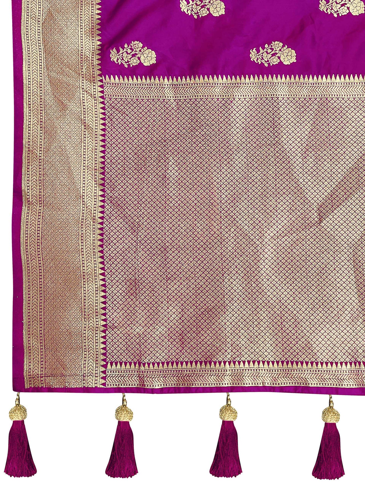 MANOHARI Banarasi Silk Blend Jacquard Work Saree - Purple - Dista
