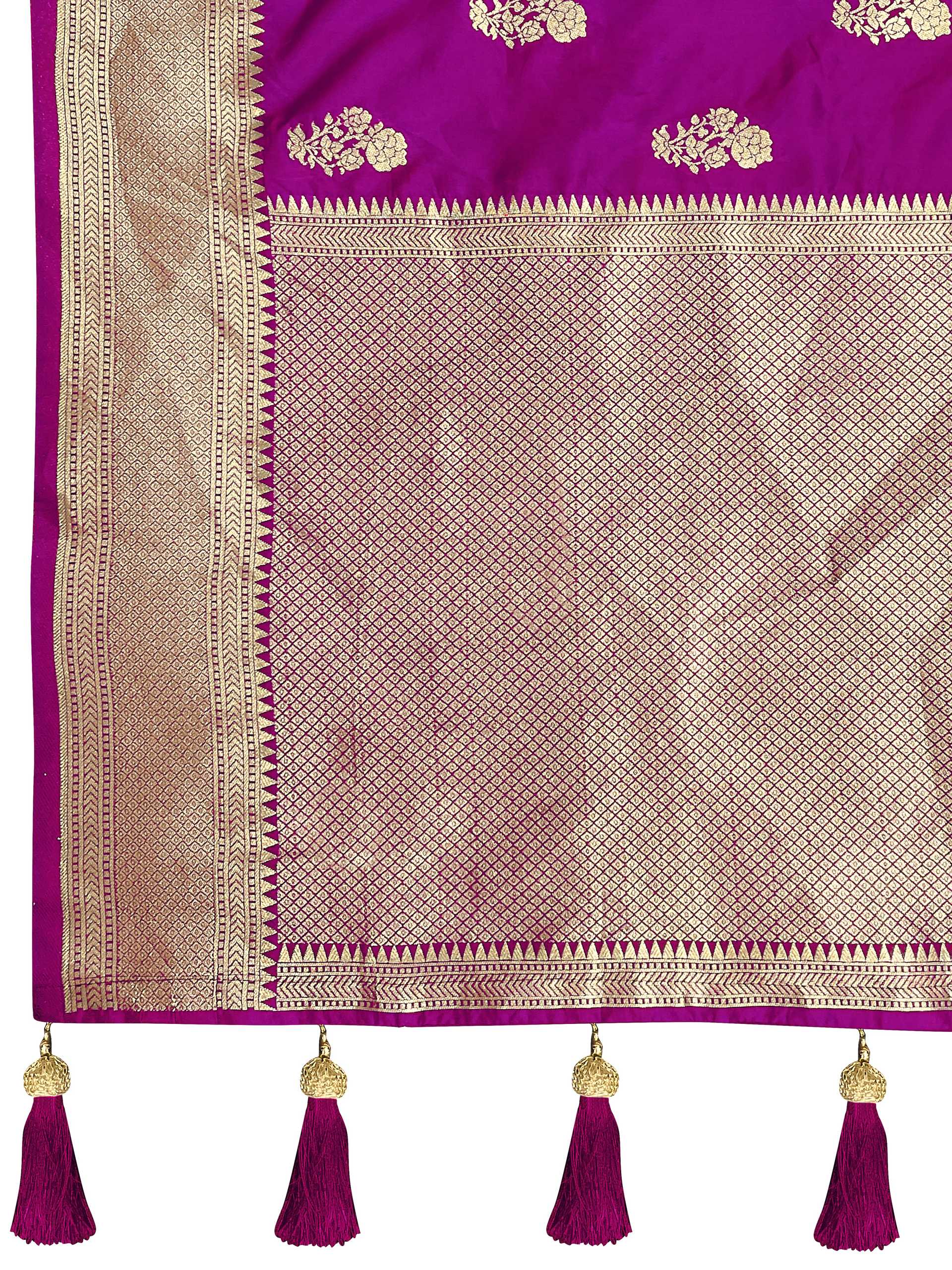 MANOHARI Banarasi Silk Blend Jacquard Work Saree - Purple - Dista