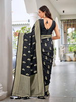 Thumbnail for MANOHARI Banarasi Silk Blend Jacquard Work Saree - Black - Dista