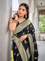 Thumbnail for MANOHARI Banarasi Silk Blend Jacquard Work Saree - Black - Dista