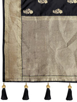Thumbnail for MANOHARI Banarasi Silk Blend Jacquard Work Saree - Black - Dista