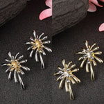 Thumbnail for NVR Women's Set of 2 Silver & Gold Brass-Plated Floral Shape Drop Earrings - Distacart