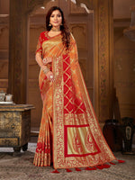 Thumbnail for MANOHARI Banarasi Silk Blend Jacquard Work Saree - Yellow - Dista