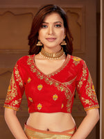 Thumbnail for MANOHARI Banarasi Silk Blend Jacquard Work Saree - Yellow - Dista