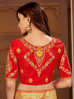 Thumbnail for MANOHARI Banarasi Silk Blend Jacquard Work Saree - Yellow - Dista