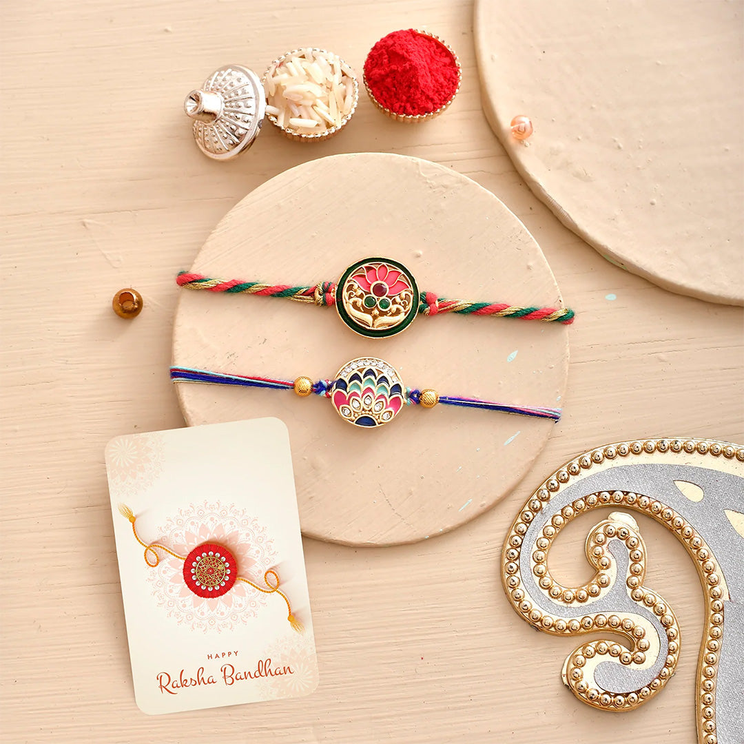 trueBrowns X Voylla Pack Of 2 Colourful And Embellished Men's Rakhis - Distacart