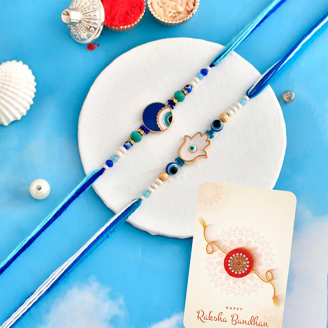 trueBrowns X Voylla Pack Of 2 Evil Eye Hamsa Charms Men's Rakhis - Distacart