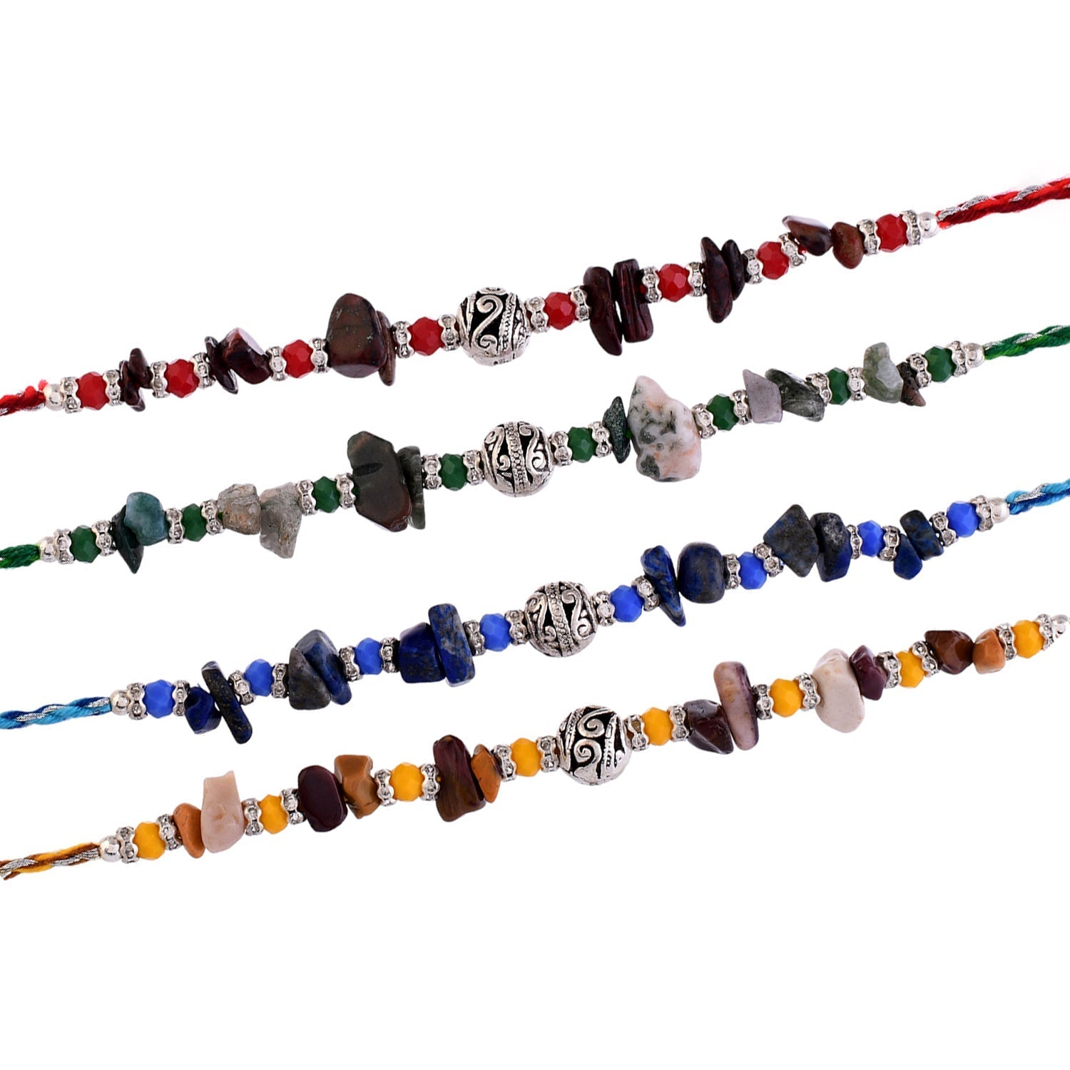 trueBrowns X Voylla Pack Of 4 Men's Beaded Colourful Rakhis - Distacart