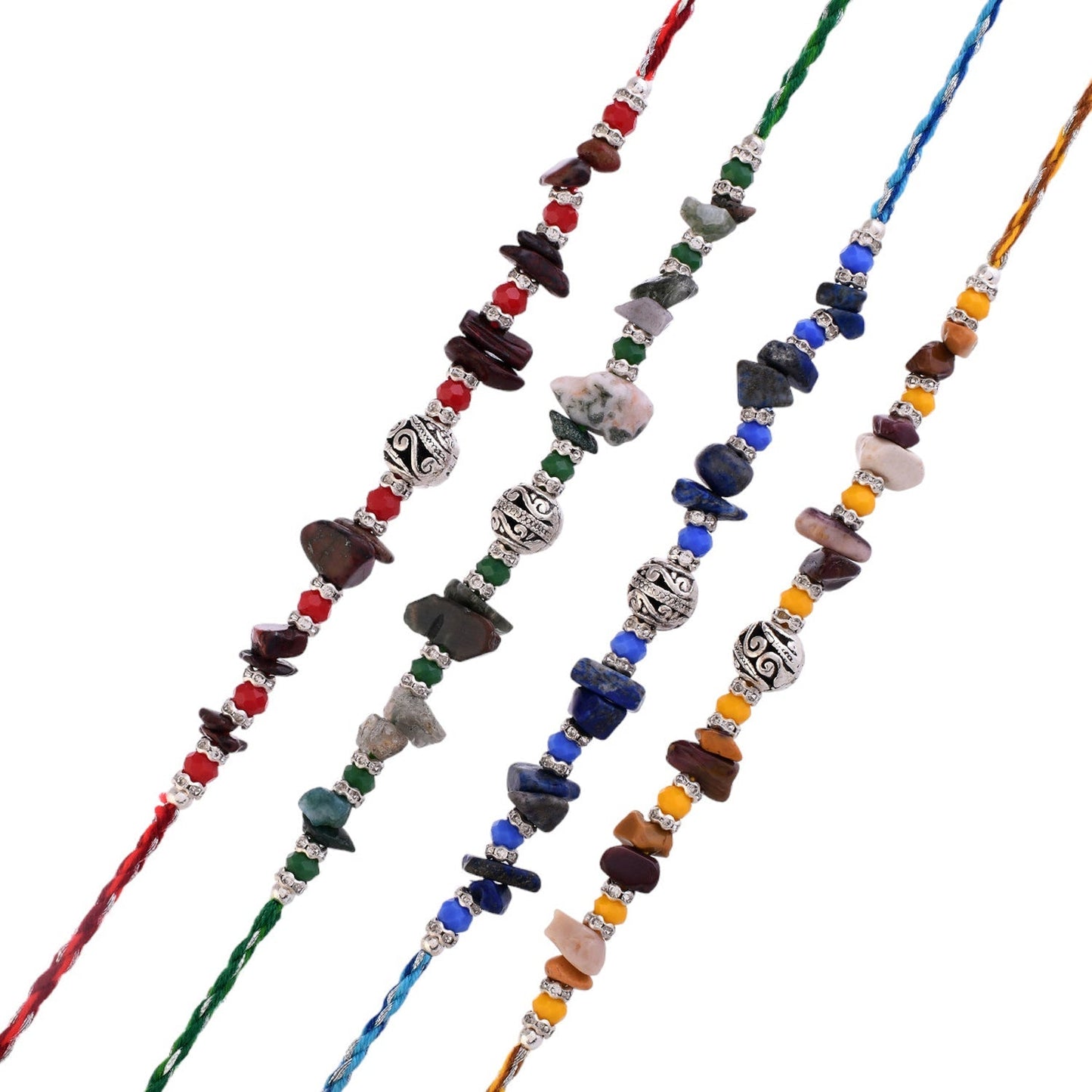 trueBrowns X Voylla Pack Of 4 Men's Beaded Colourful Rakhis - Distacart