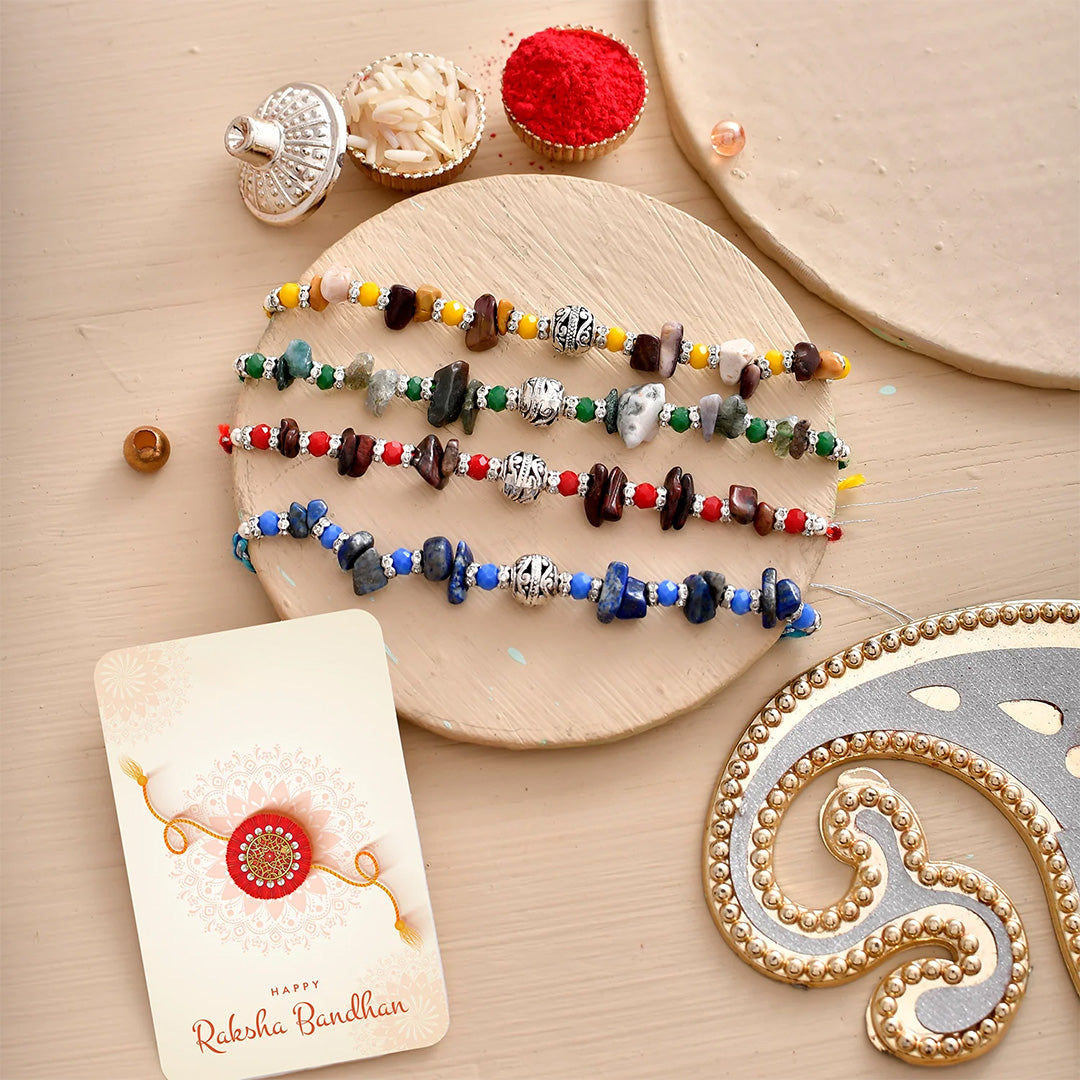 trueBrowns X Voylla Pack Of 4 Men's Beaded Colourful Rakhis - Distacart