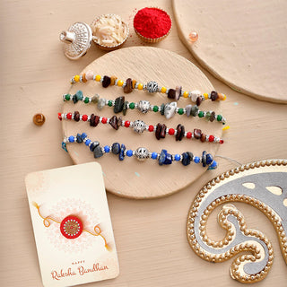 trueBrowns X Voylla Pack Of 4 Men's Beaded Colourful Rakhis - Distacart