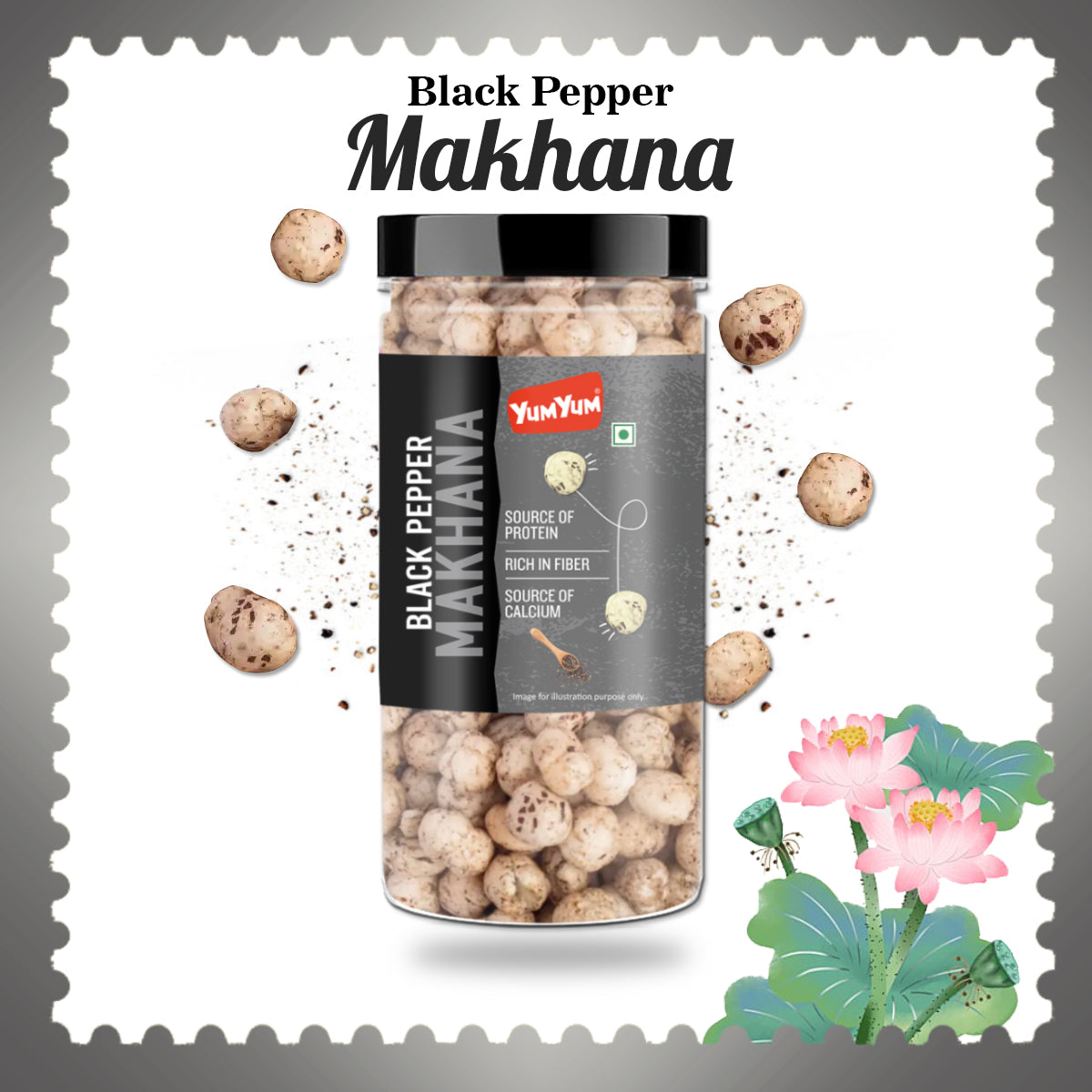 Yum Yum Black Pepper Makhana Jar - Dista