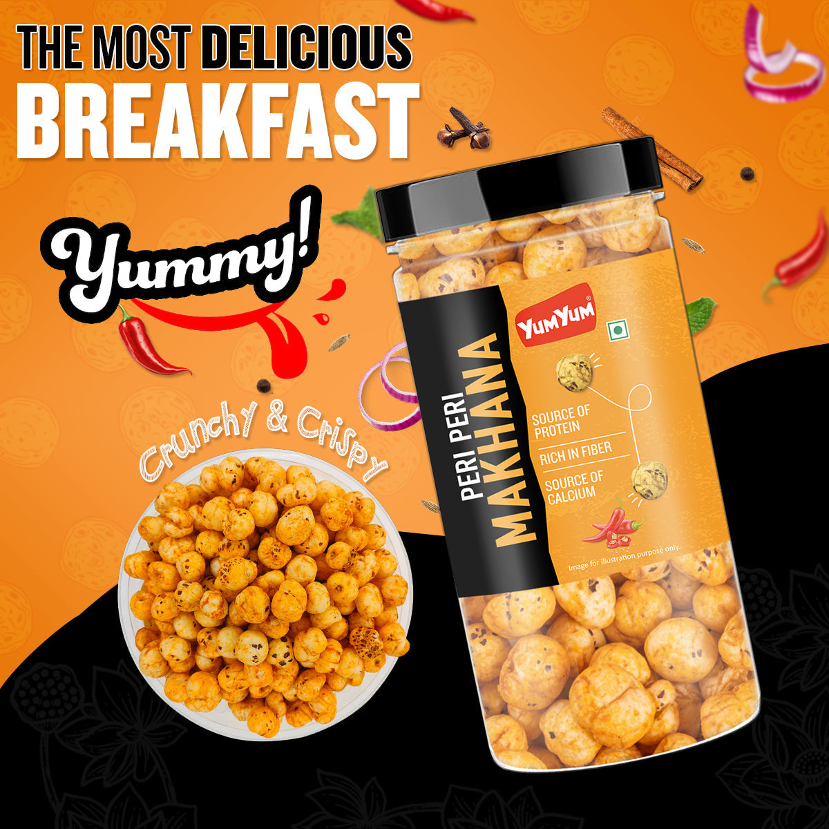 Yum Yum Peri Peri Makhana Jar - Dista