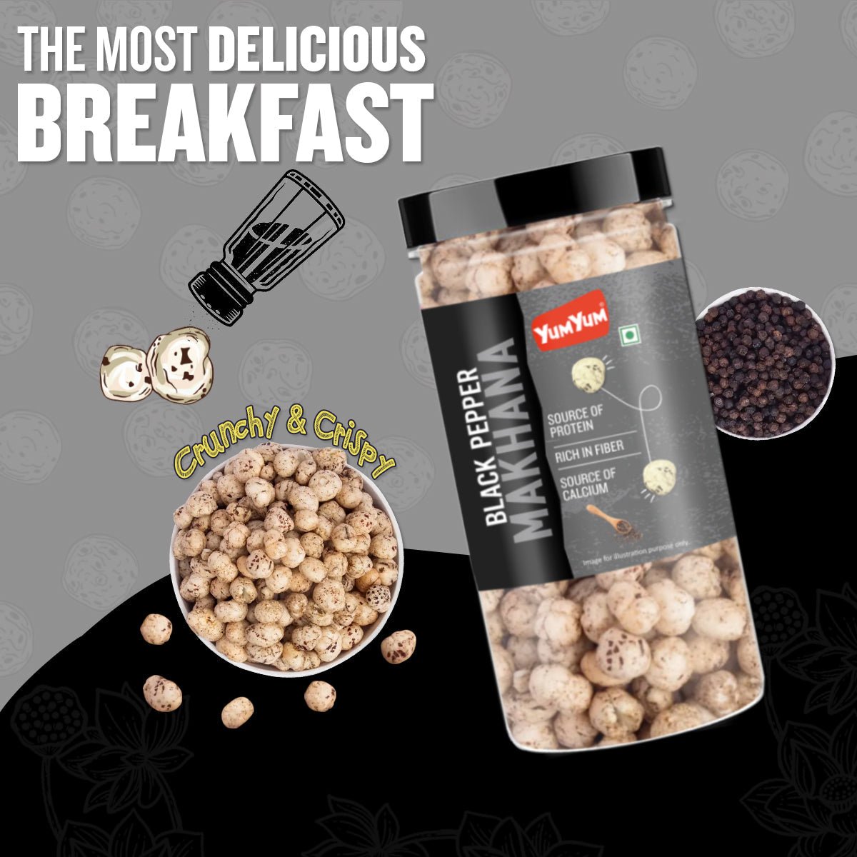 Yum Yum Black Pepper Makhana Jar - Dista
