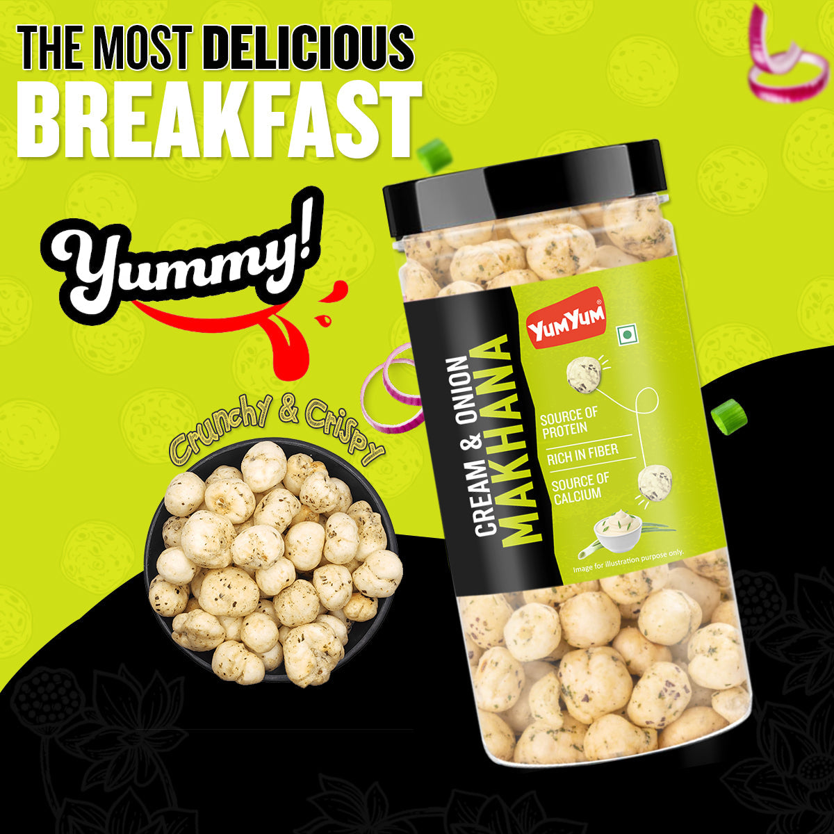 Yum Yum Cream & Onion Makhana Jar - Dista