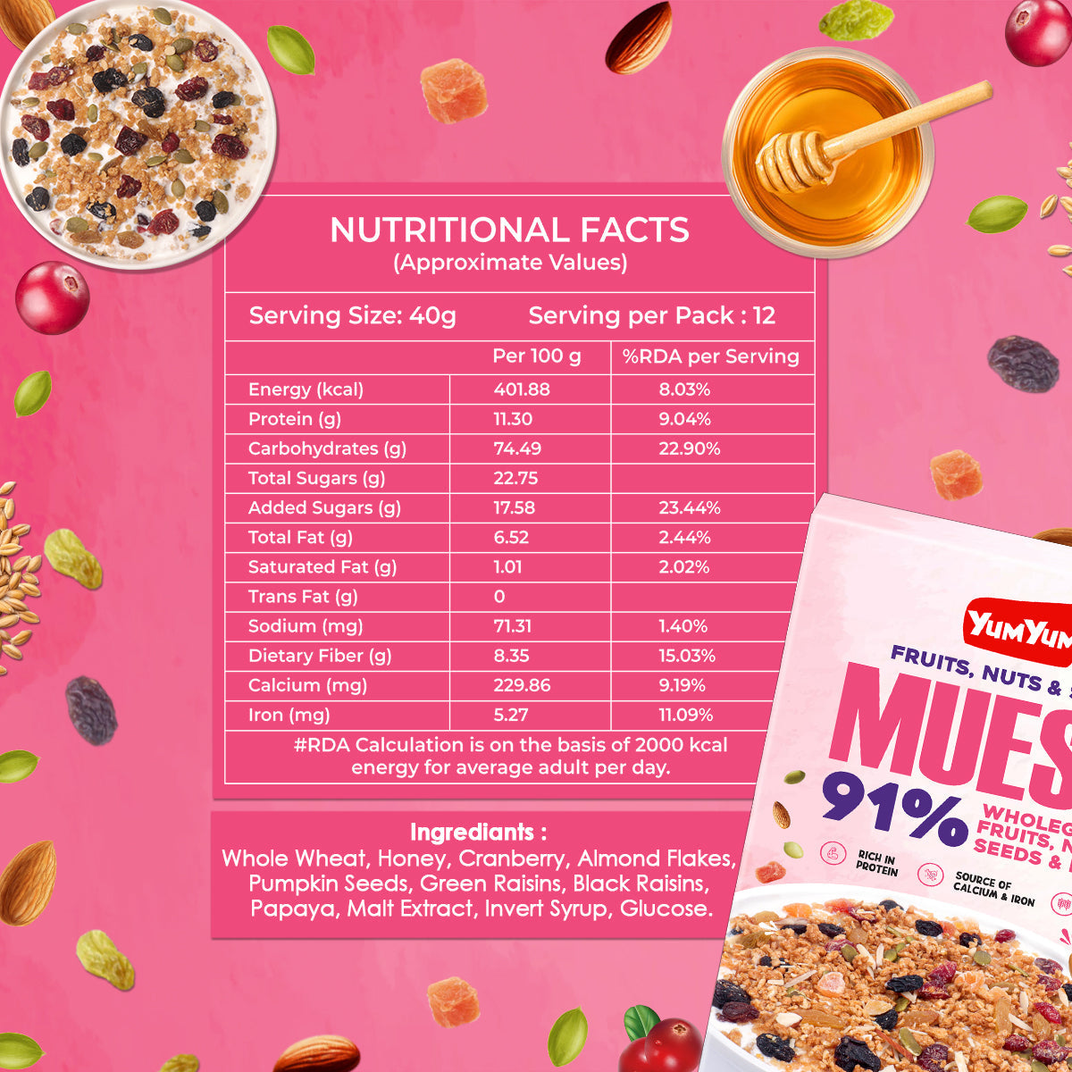 Yum Yum Fruits, Nuts & Seeds Honey Muesli Box - Dista