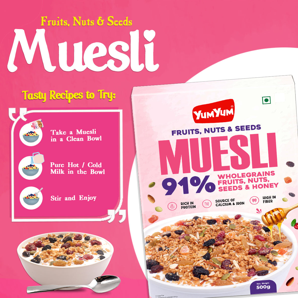 Yum Yum Fruits, Nuts & Seeds Honey Muesli Box - Dista
