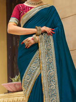 Thumbnail for NOZ2TOZ Women's Vichitra Silk Pink Woven Design Designer Saree With Blouse Piece - Distacart