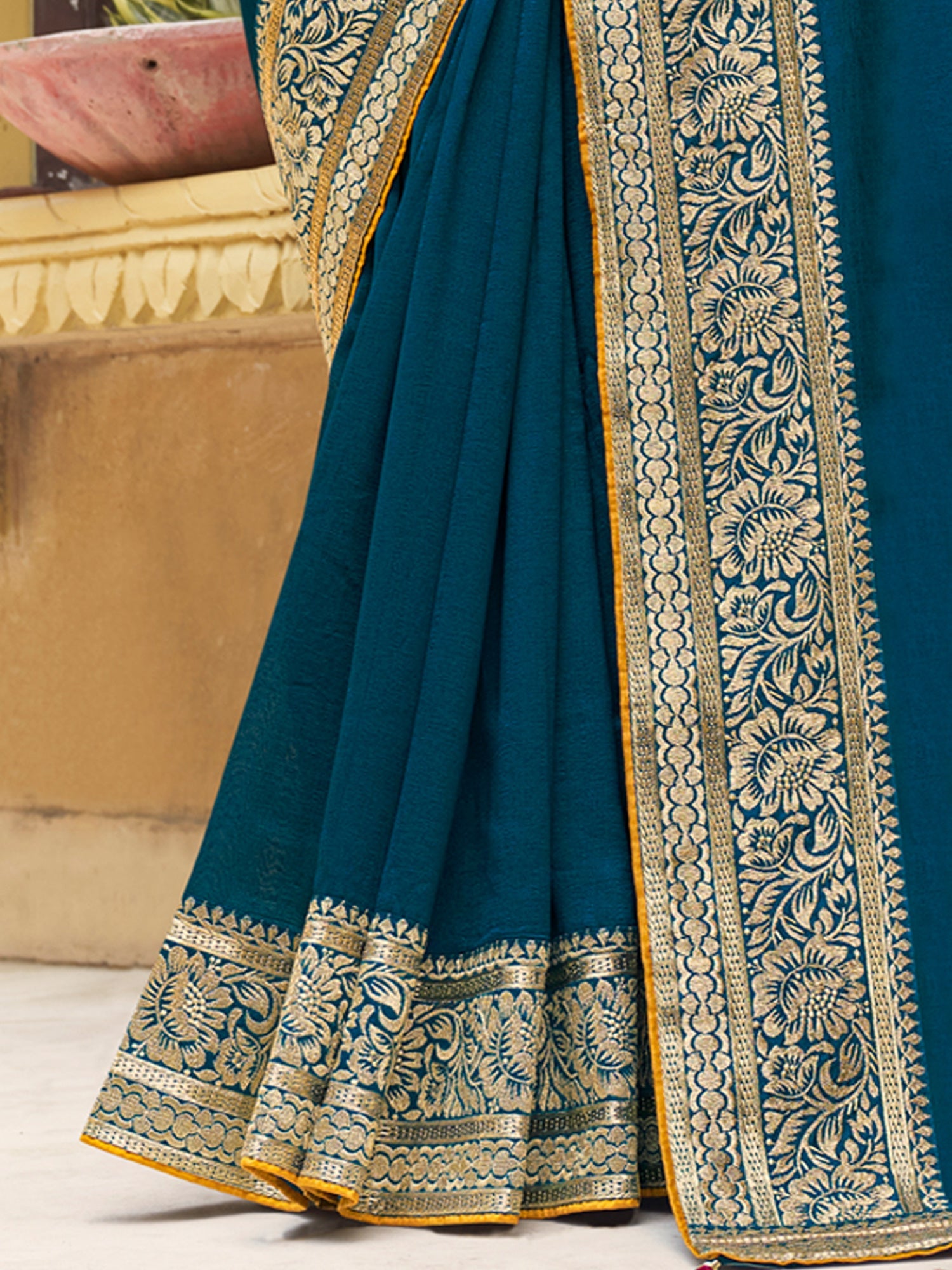 NOZ2TOZ Women's Vichitra Silk Pink Woven Design Designer Saree With Blouse Piece - Distacart