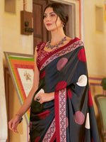 Thumbnail for NOZ2TOZ Women's Crepe Black Printed Designer Saree With Blouse Piece - Distacart