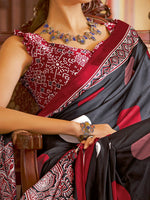 Thumbnail for NOZ2TOZ Women's Crepe Black Printed Designer Saree With Blouse Piece - Distacart