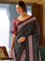 Thumbnail for NOZ2TOZ Women's Crepe Black Printed Designer Saree With Blouse Piece - Distacart
