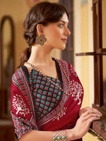 Thumbnail for NOZ2TOZ Women's Crepe Red Printed Designer Saree With Blouse Piece - Distacart