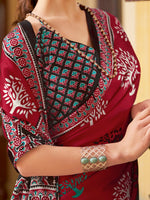 Thumbnail for NOZ2TOZ Women's Crepe Red Printed Designer Saree With Blouse Piece - Distacart