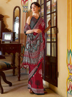 Thumbnail for NOZ2TOZ Women's Crepe Red Printed Designer Saree With Blouse Piece - Distacart