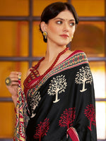 Thumbnail for NOZ2TOZ Women's Crepe Black Printed Designer Saree With Blouse Piece - Distacart