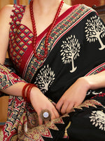 Thumbnail for NOZ2TOZ Women's Crepe Black Printed Designer Saree With Blouse Piece - Distacart