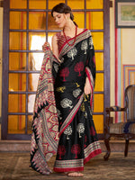 Thumbnail for NOZ2TOZ Women's Crepe Black Printed Designer Saree With Blouse Piece - Distacart
