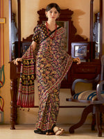 Thumbnail for NOZ2TOZ Women's Crepe Black Printed Designer Saree With Blouse Piece - Distacart
