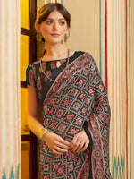 Thumbnail for NOZ2TOZ Women's Crepe Black Printed Designer Saree With Blouse Piece - Distacart