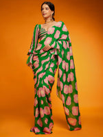 Thumbnail for NOZ2TOZ Women's Satin Green Printed Designer Saree With Blouse Piece - Distacart