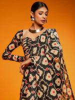 Thumbnail for NOZ2TOZ Women's Satin Black Printed Designer Saree With Blouse Piece - Distacart