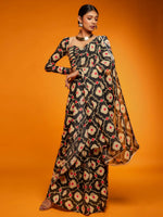 Thumbnail for NOZ2TOZ Women's Satin Black Printed Designer Saree With Blouse Piece - Distacart