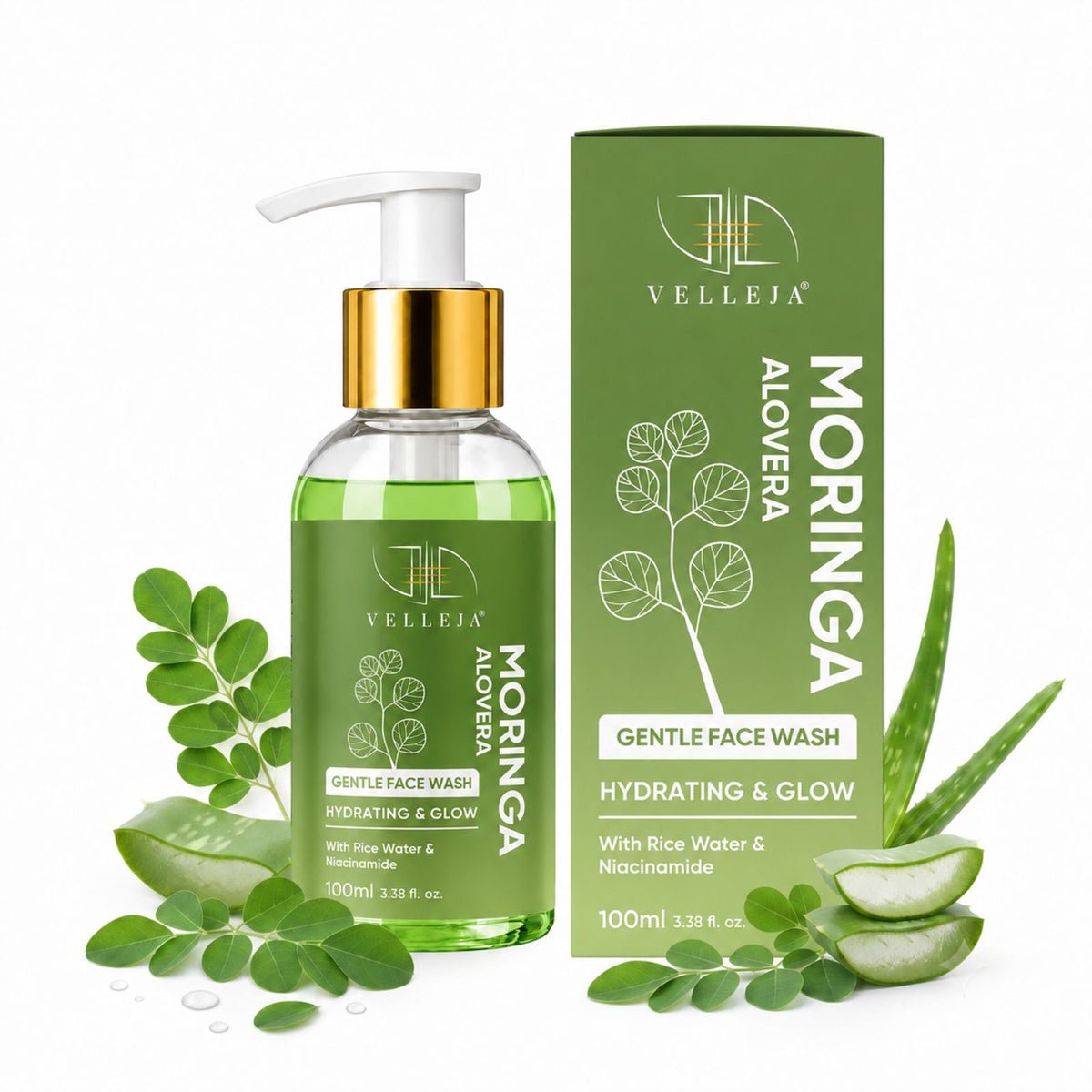 Velleja Moringa Aloevera Face Wash| Skin Brightening & Hydrating Ayurvedic Gentle Face Wash - Dista