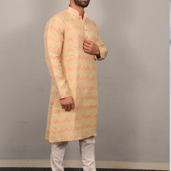 Prazu Fashion Lemon Yellow Soft Silk With Heavy Neck Design Kurta