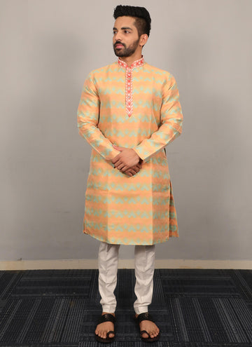 Prazu Fashion Yellow Soft Silk With Heavy Neck Design Kurta - Distacart